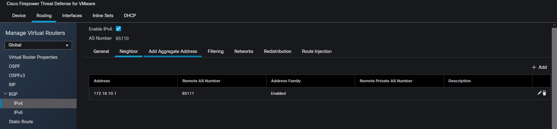 BGP IPv4 Neighbor